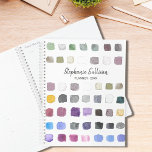 Agenda Aquarela Personalizada<br><div class="desc">Este Planejador é decorado com um padrão de aquarela de amostras de cor em tons suaves. Perfeito para um artista ou alguém que gosta de pintar. Personalize-o com o seu nome ou monograma e o ano. Padrão de Aquarela Original © Michele Davies.</div>