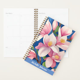 Agenda Aquarela Rosa Magnolia Arte Moderna