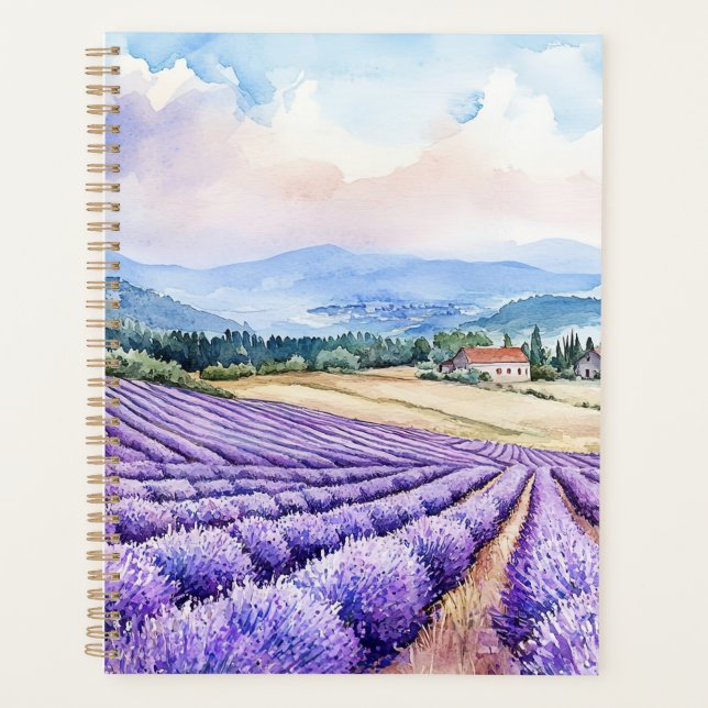 Agenda Aquarelas campos de lavanda serenos (Frente)