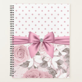 Agenda Arco Glam Pink Diamond Bolinhas Florais