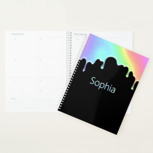 Agenda Arco-Íris Colorido Moderno Cai Faux Holographic