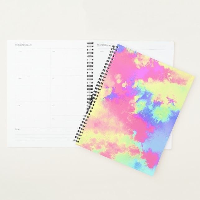 Agenda Arco-Íris Pintado Efeito Splatter cor-de-rosa azul (Exibição)