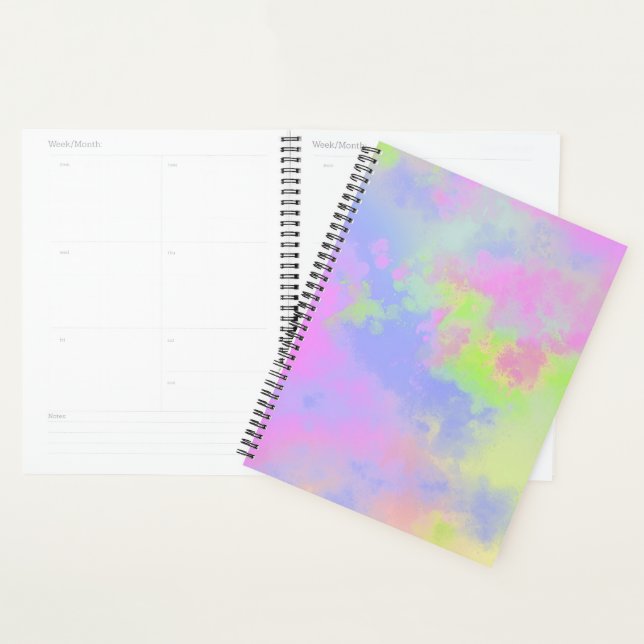 Agenda Arco-Íris Pintado Efeito Splatter rosa azul (Exibição)