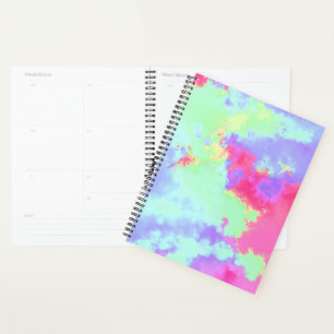 Agenda Arco-Íris Pintado Efeito Splatter rosa azul