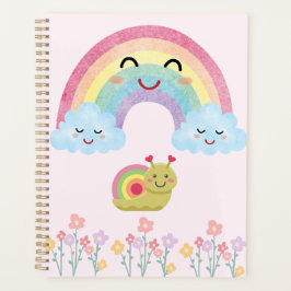 Agenda Arco-íris Sorridente Feliz com Caracol Fofo & Nuve