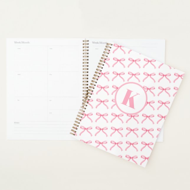 Agenda Arco Rosa Personalizado Coquette Monogramado Prépp (Exibição)