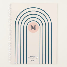 Agenda Arcos de Linhas Geométricas do Abstrato de Retro P