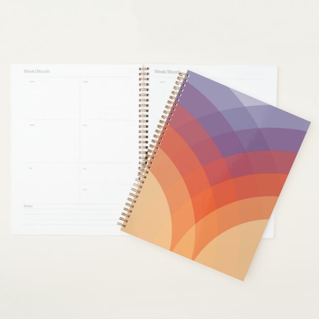 Agenda Arcos pastéis de cor púrpura, laranja e azul (Exibição)