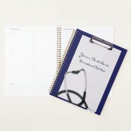 Agenda Área de transferência médica azul com estetoscópio