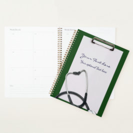 Agenda Área de Transferência Médica Verde com Estetoscópi