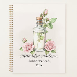 Agenda Aromaterapia Floral com Rosa de Aquarela Óleos Ess