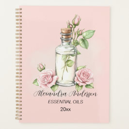 Agenda Aromaterapia Floral com Rosa de Aquarela Óleos Ess