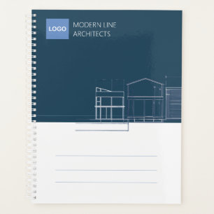 Agenda Arquiteto Moderno Azul Marinho e Branco Minimalist