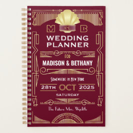 Agenda Art Deco Dourado Burgundy Elegante Gatsby Casament