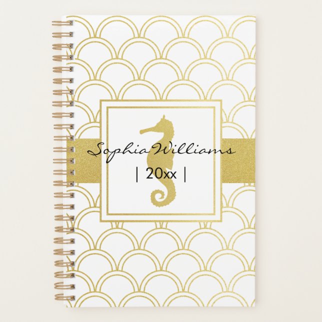 Agenda Art Deco Ocean Wave Patten Dourada Glitter Seacava (Frente)