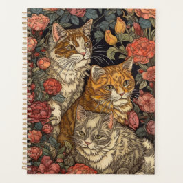 Agenda Art Nouveau Estilo Três Gatos com Flores