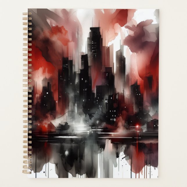 Agenda Arte abstrata de cidade em tela (Frente)