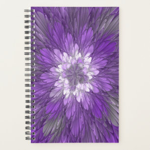 Agenda Arte abstrata fractal de flor roxa psicodélica