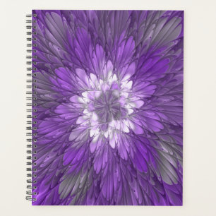 Agenda Arte abstrata fractal de flor roxa psicodélica