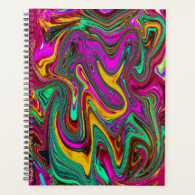 Arte Abstrata Rosa Quente Marmorizada e Verde Espu