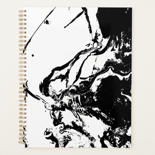 Agenda Arte acidental de Abstrato preto e branco (Frente)