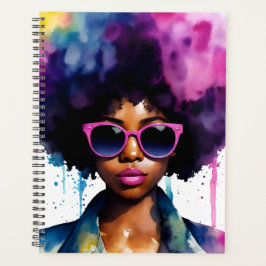 Agenda Arte Afro-Arco-Íris Cabelo Negro Mulher-Sol