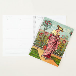 Agenda Arte Antigo Jardim Crescer Flor Mulher