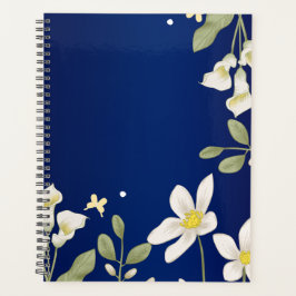 Agenda Arte Botânica Floral Azul Elegante