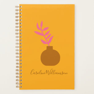 Agenda Arte Botânica Minimalista em Amarelo Personalizad