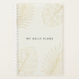 Agenda Arte Botânico Personalizado em Linha Dourada Metál