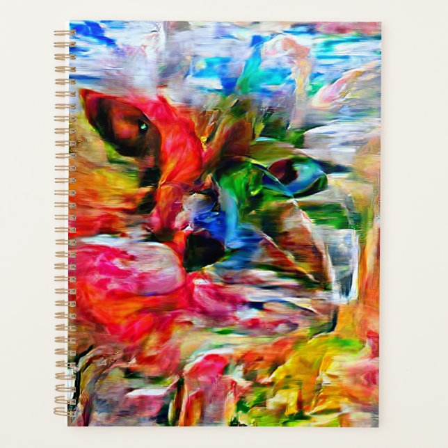 Agenda Arte Colorida de Gato Expressionista Abstrato em I (Frente)