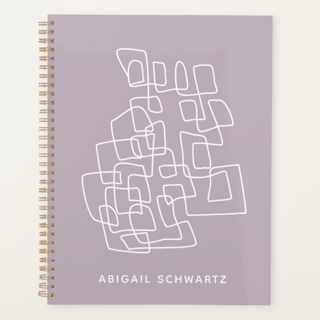 Agenda Arte Contemporânea Lilac Abstrato Line Personaliza (Frente)
