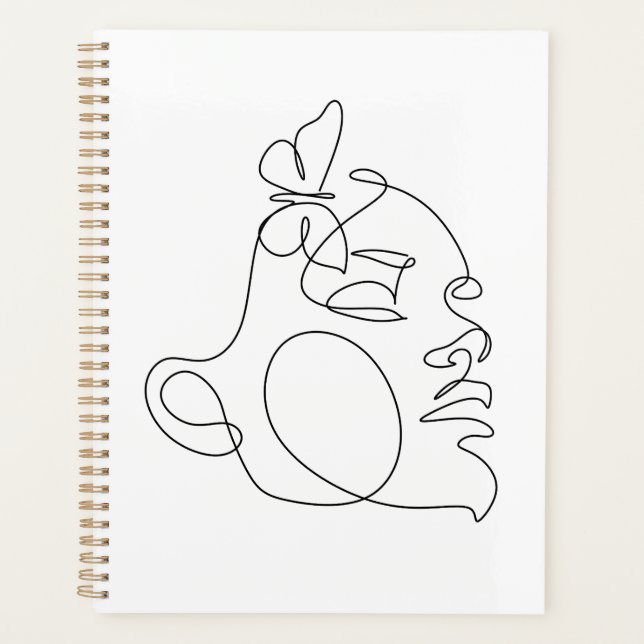 Agenda Arte da Linha do Rosto da Mulher (Frente)