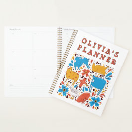 Agenda Arte de Animais Fofos Nome Personalizado Infantil