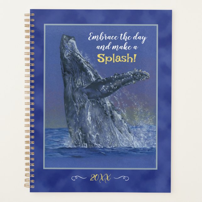 Agenda Arte de baleia com diversão dizendo semanal/diário (Frente)