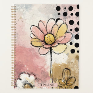 Agenda Arte de bolinhas de aquarela floral vintage (2)