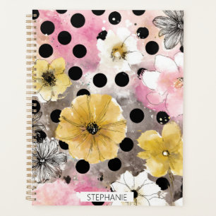 Agenda Arte de bolinhas de aquarela floral vintage (3)