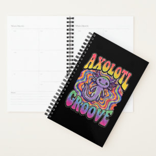 Agenda Arte de Chuva de Cores Retro Groovy Hippie Axolote