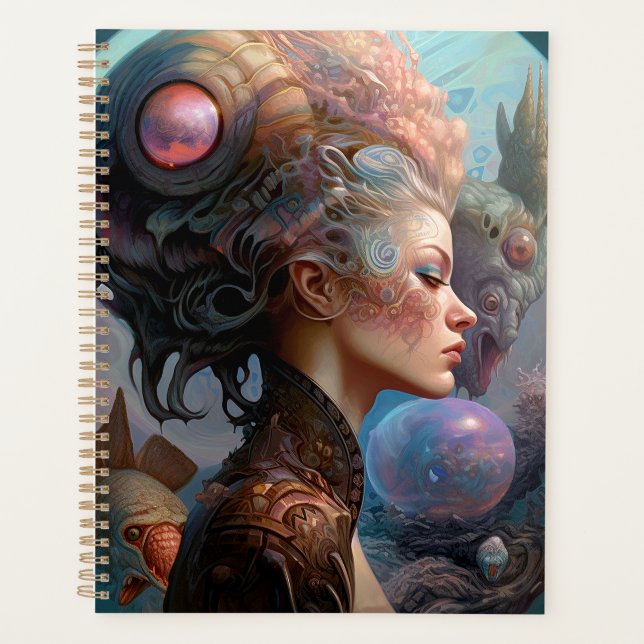 Agenda Arte de Ficção Científica Surreal alienígena (Frente)