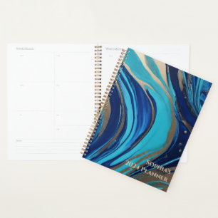 Agenda Arte de fluxo de Abstrato moderno - Azul e Dourado