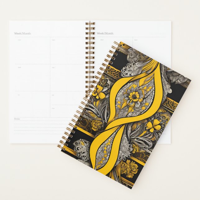 Agenda Arte de Girassol preto e amarelo (Exibição)