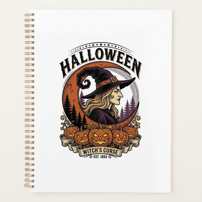 Agenda Arte de Gravura de Lua de Abóbora de Halloween de  (Frente)