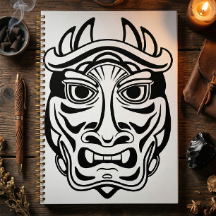 Agenda Arte de Linha Máscara Oni Japonesa Demônio Tribal