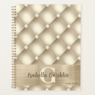 Agenda Arte de Padrão de Diamante Dourado Luxuoso