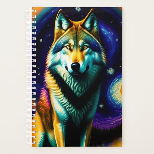 Agenda Arte de Pintura Colorida Wolf (Frente)