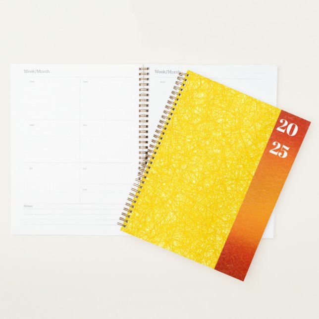 Agenda Arte Dinâmica de Linha Abstrato Amarela (Exibição)