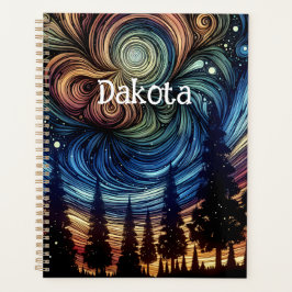 Agenda Arte Eetérea Mística com Árvores e Céu Noturno