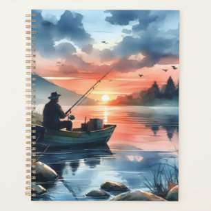 Agenda Arte em aquarela de pescador