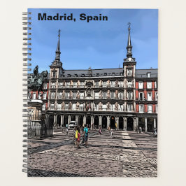 Agenda Arte em quadrinhos de uma praça em Madrid, Espanha