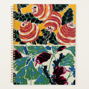 Agenda Arte Floral Abstrata Vibrante Magenta e Laranja